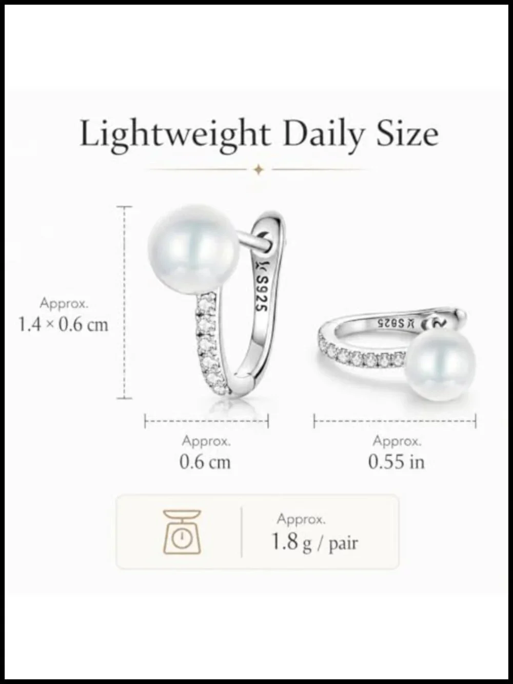 S925 Sterling Silver Hypoallergenic Huggie Hoop Earrings for Women with Shell